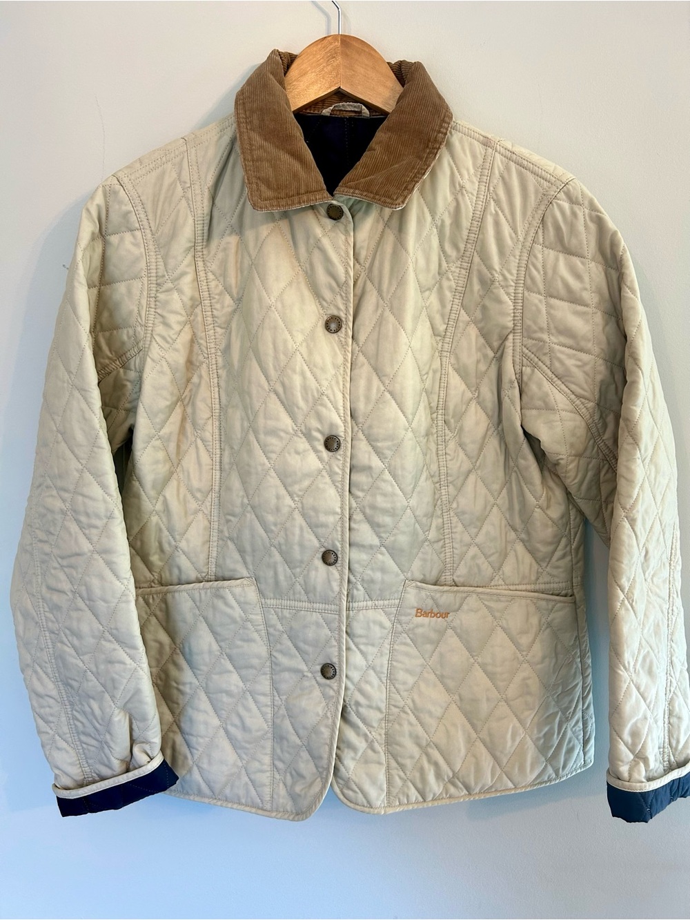 Barbour Liddesdale Quilted Utility Chore Jacket Brown Corduroy Collar size 10 - Picture 10 of 15